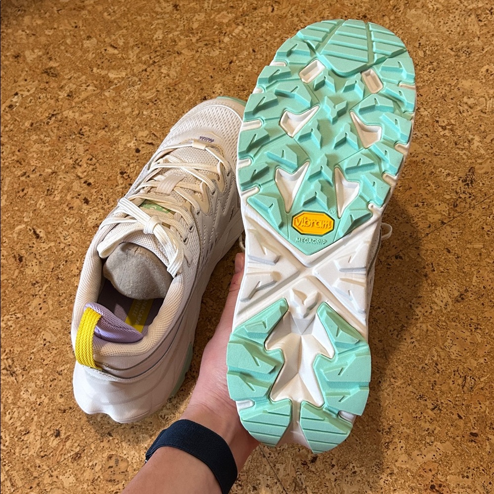 NWOT Hoka Anacapa Breeze Low Trail Hiking Shoes in Alabaster/Mint, Size 8 - Picture 10 of 10